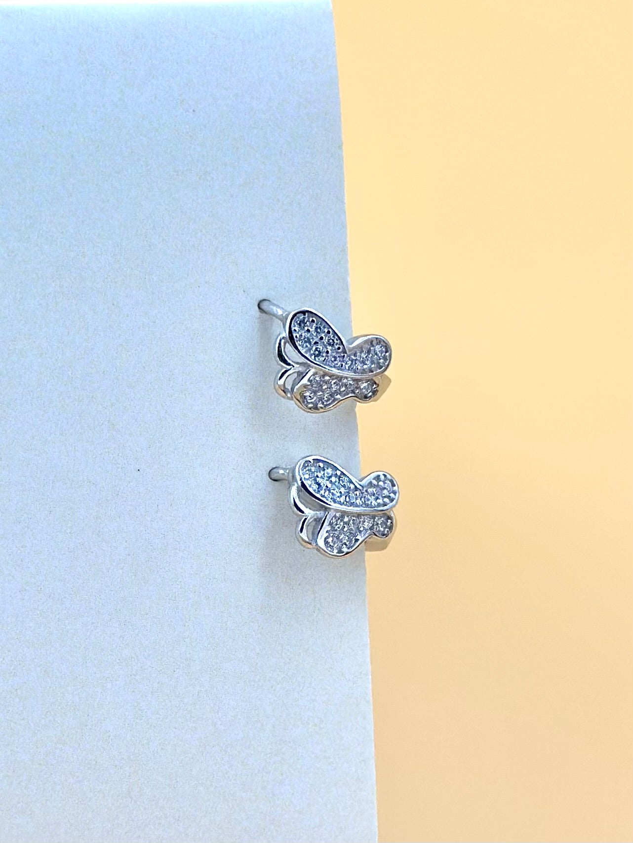 Sterling silver bali with mini zircon studded butterfly