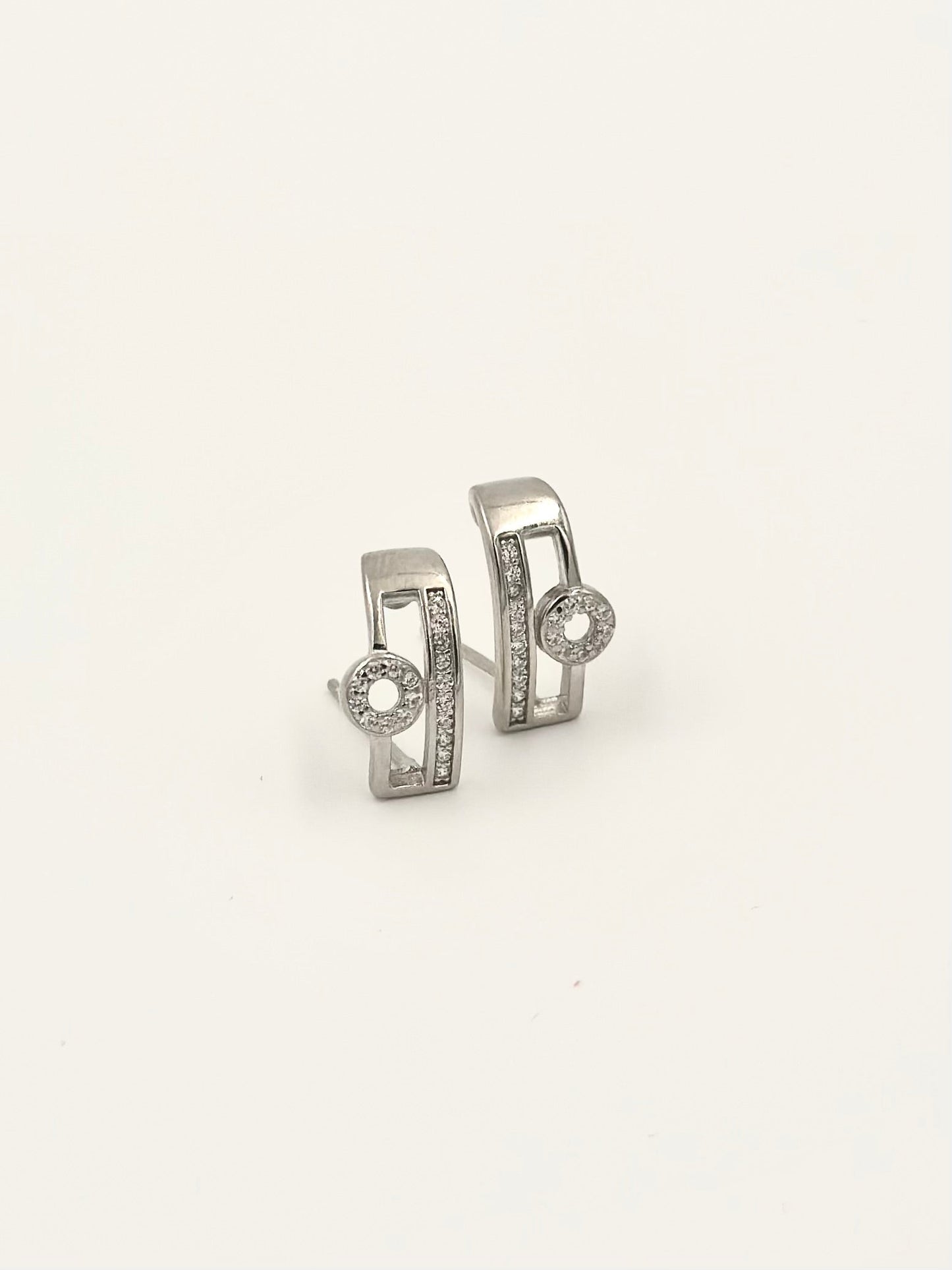 zircon studded, sterling silver minimal studs