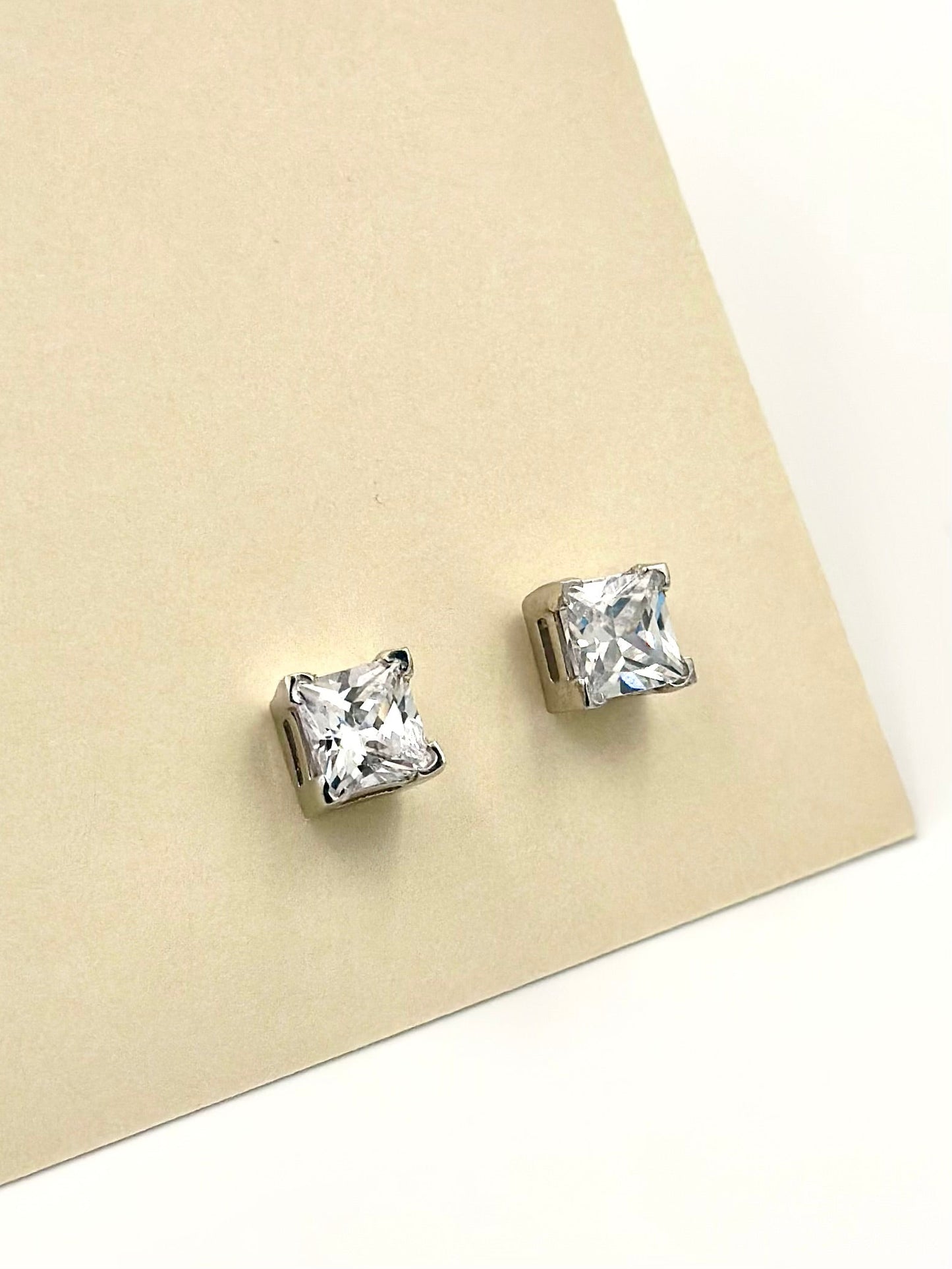 Square zircon, sterling silver studs