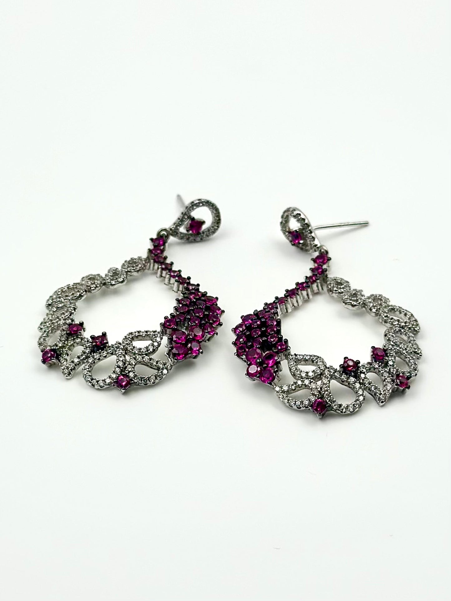 Zircon and fancy stones studded statement danglers in sterling silver