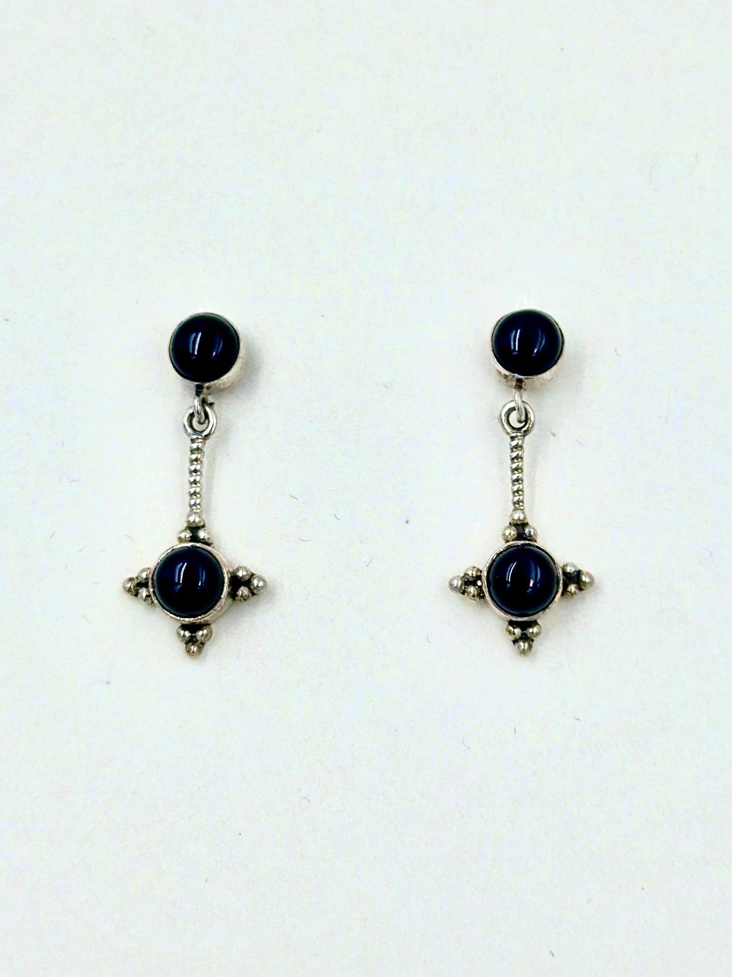 fancy stones studded, minimal style, oxidised sterling silver danglers