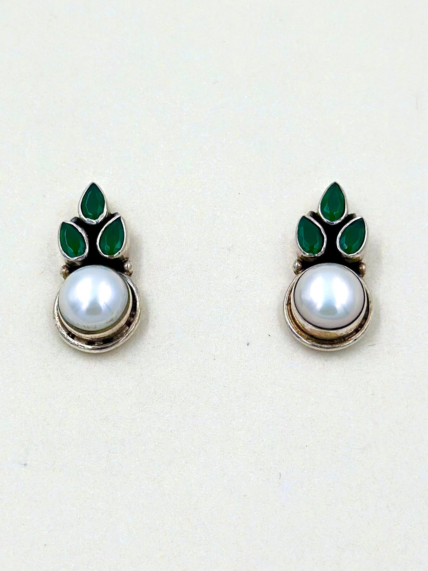 Nature inspired, fancy stones studded, sterling silver studs