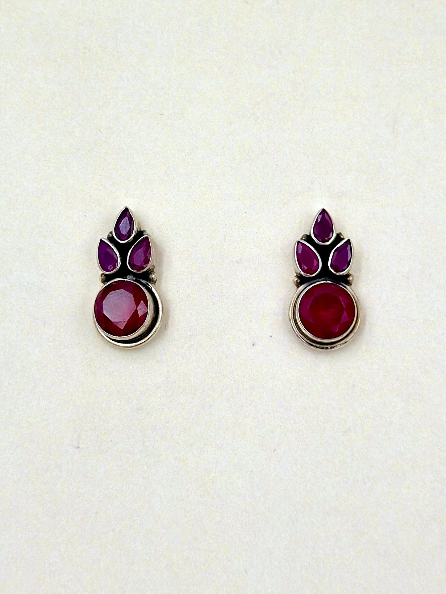 Nature inspired, fancy stones studded, sterling silver studs