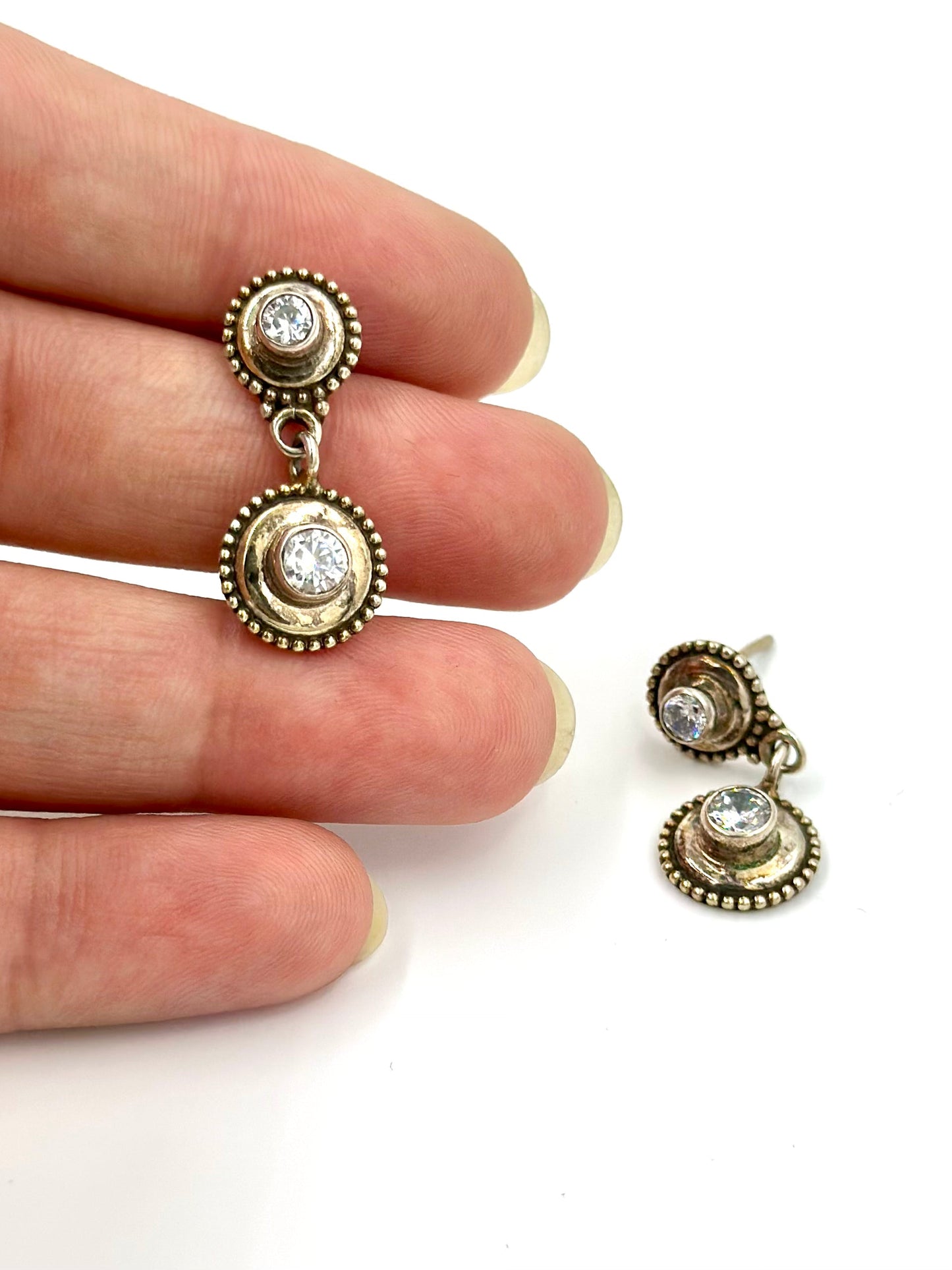 zircon studded, sterling silver studs