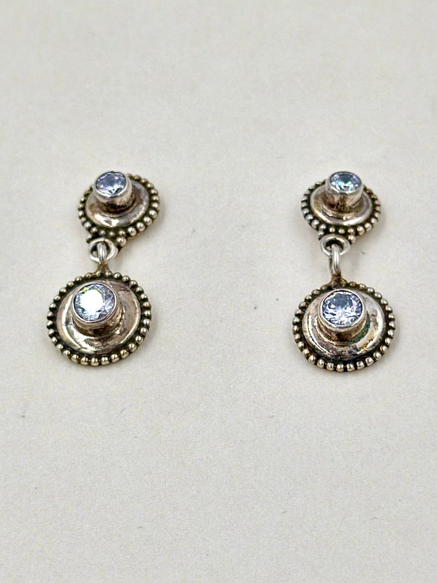 zircon studded, sterling silver studs