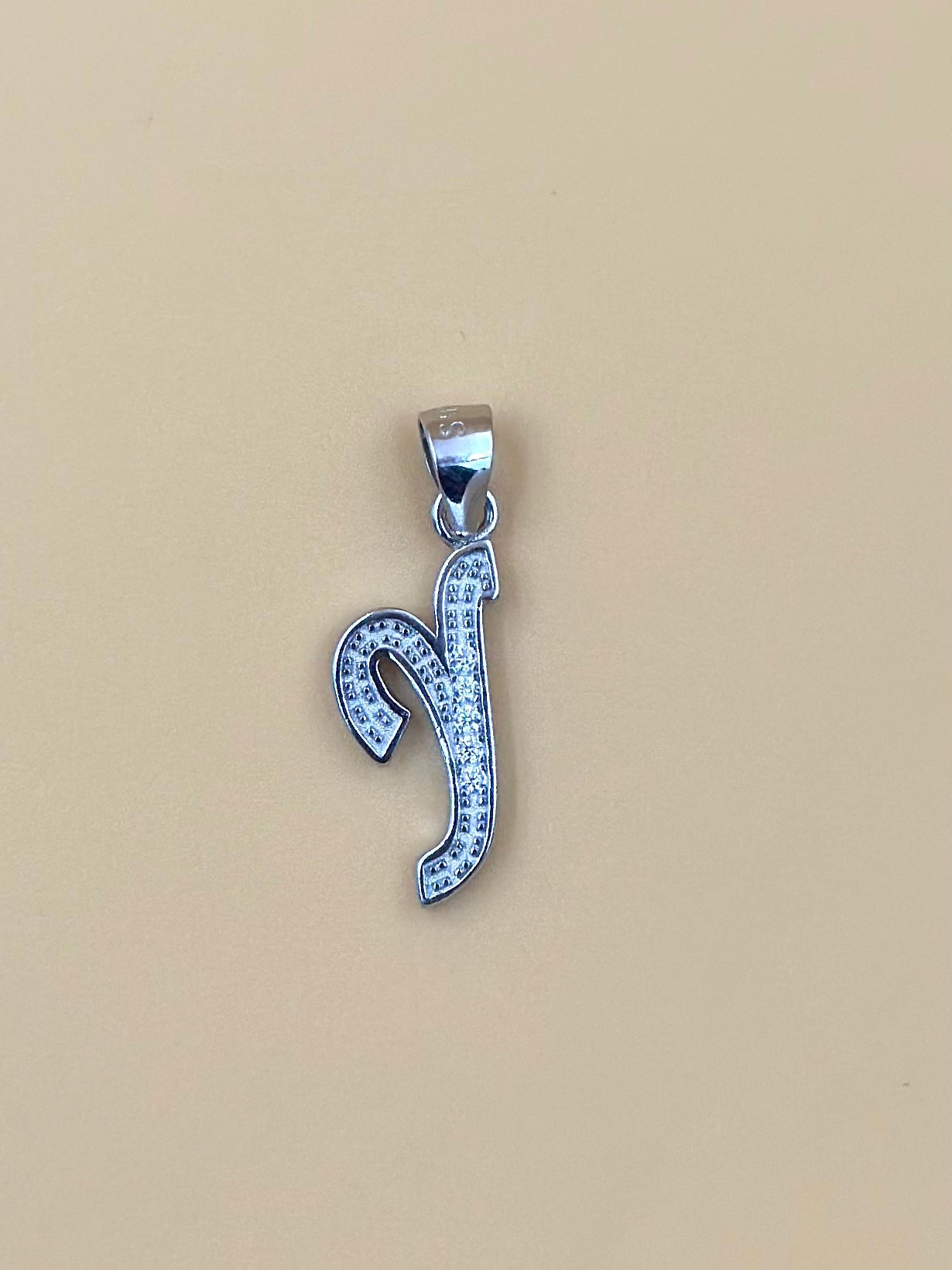 Y shaped, zircon studded sterling silver pendant