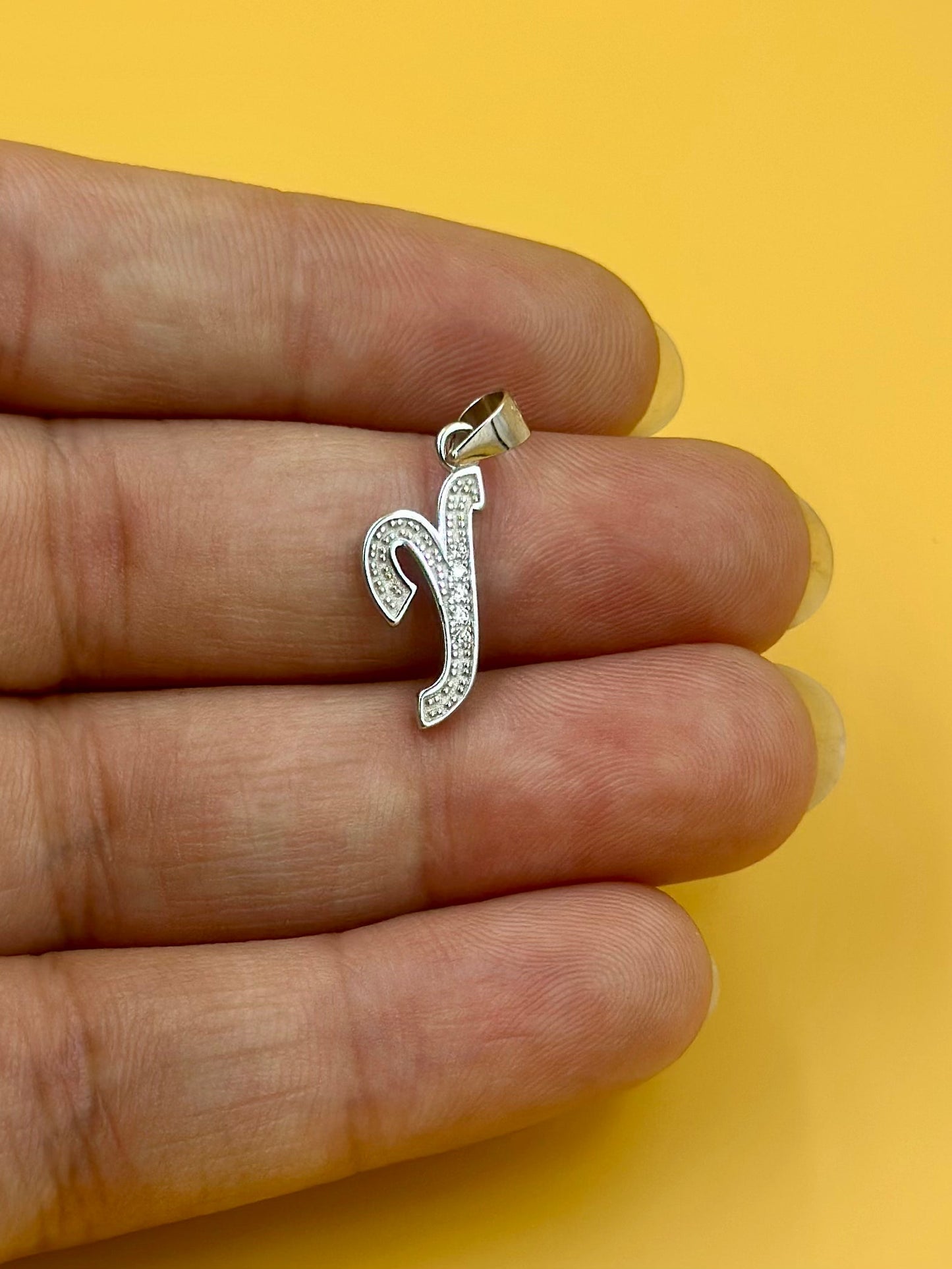 Y shaped, zircon studded sterling silver pendant