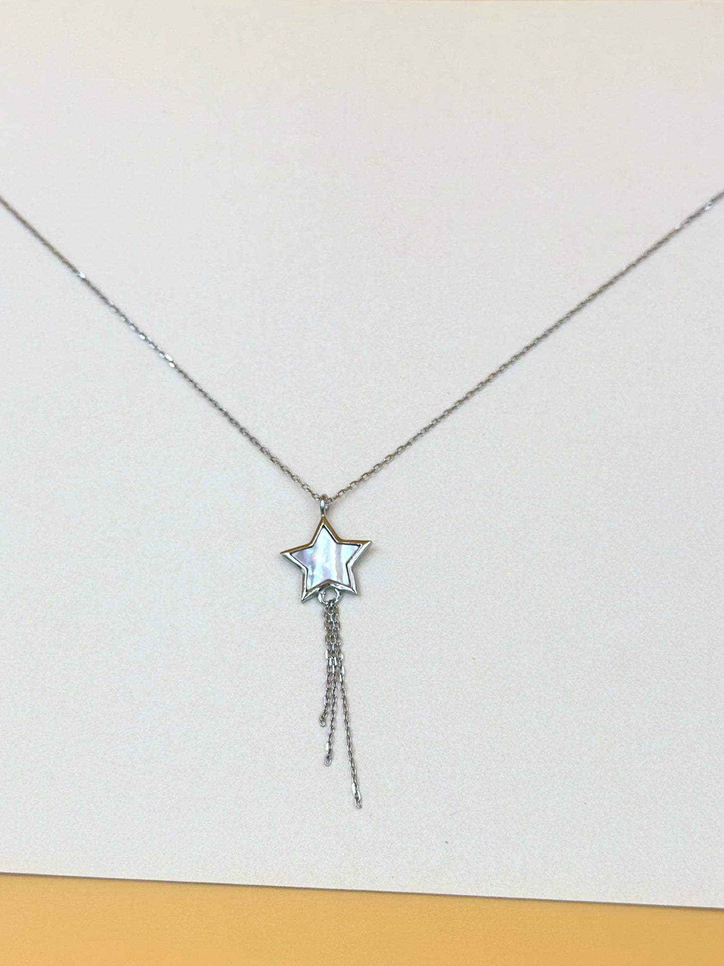 Reversible star shaped sterling silver pendant chain