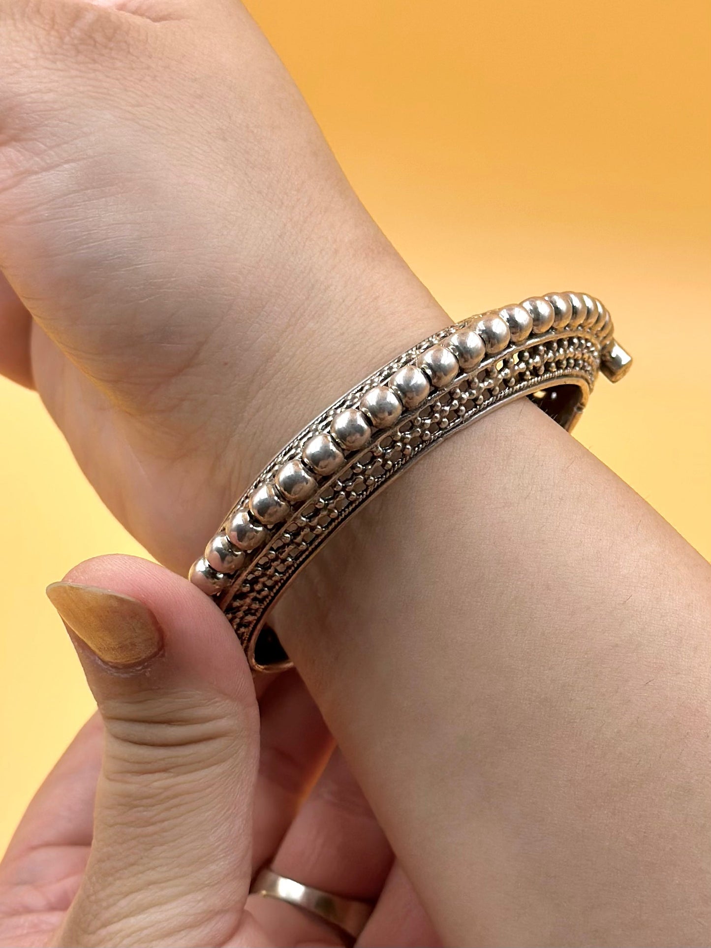 Flower design with fine detailing sterling silver kada
