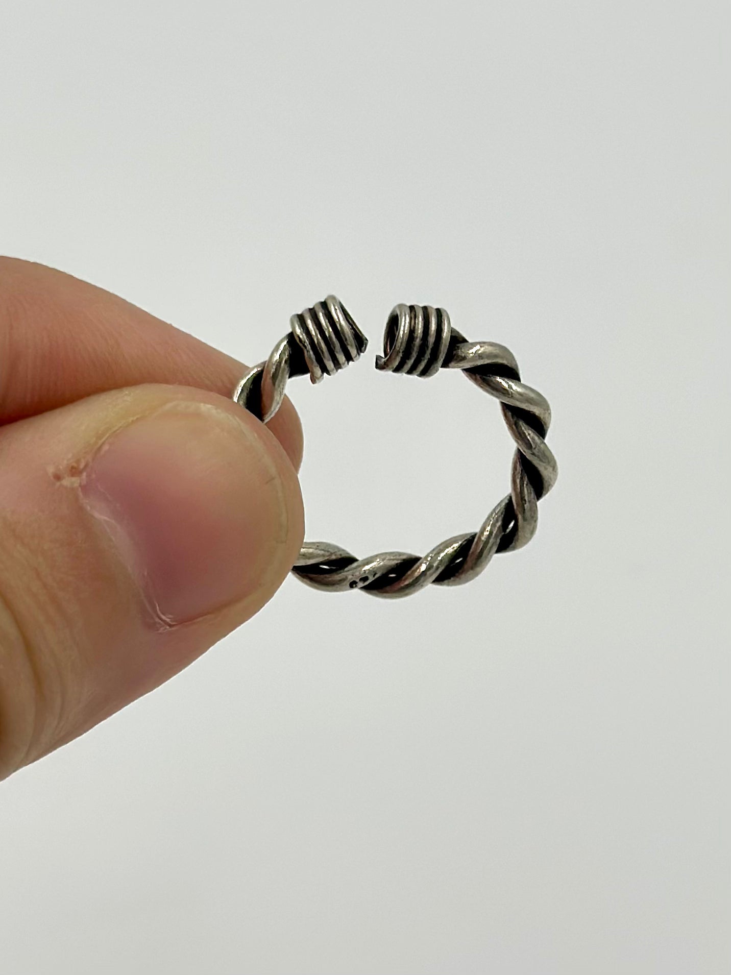 Oxidised sterling silver band ring