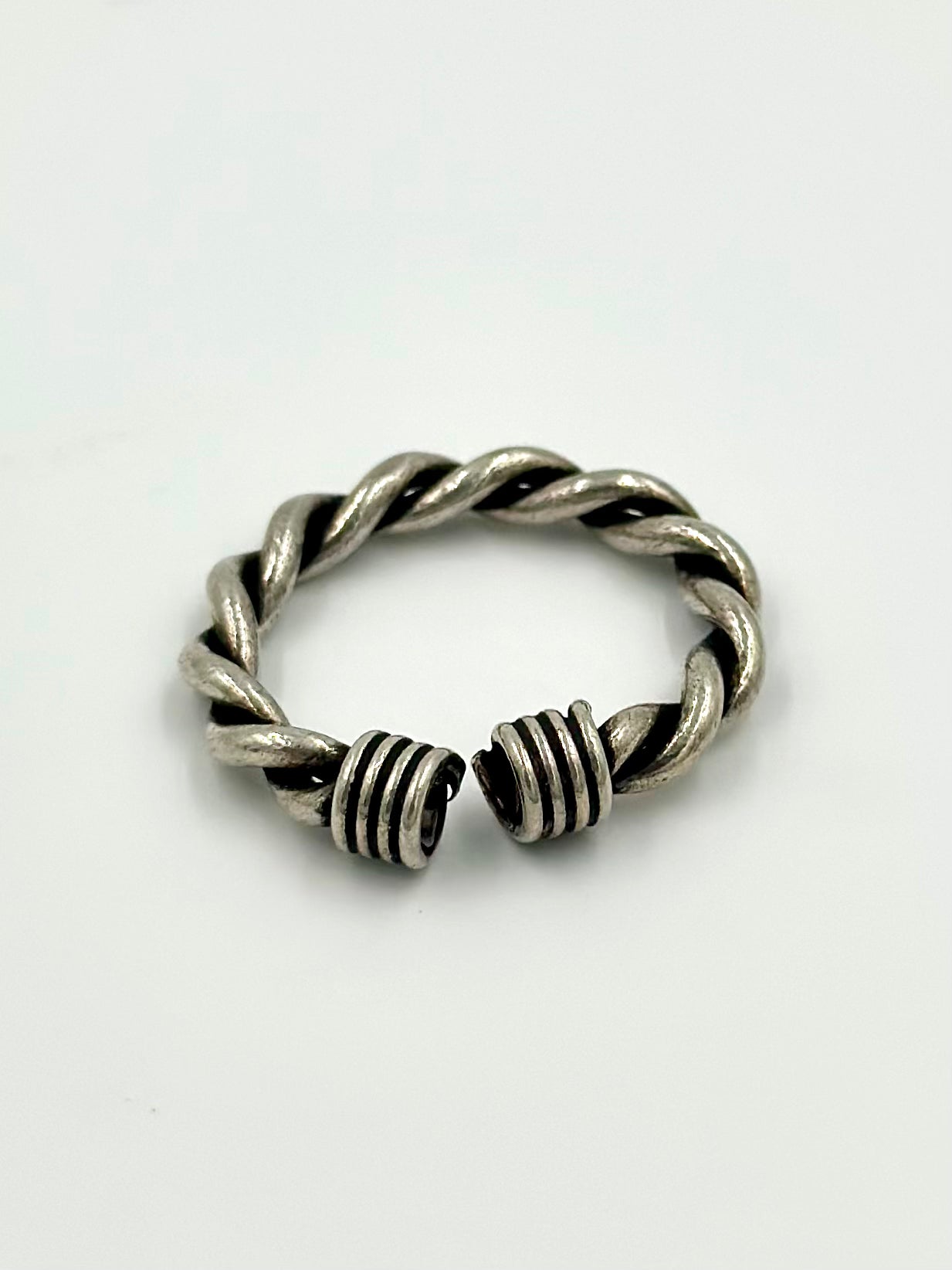 Oxidised sterling silver band ring