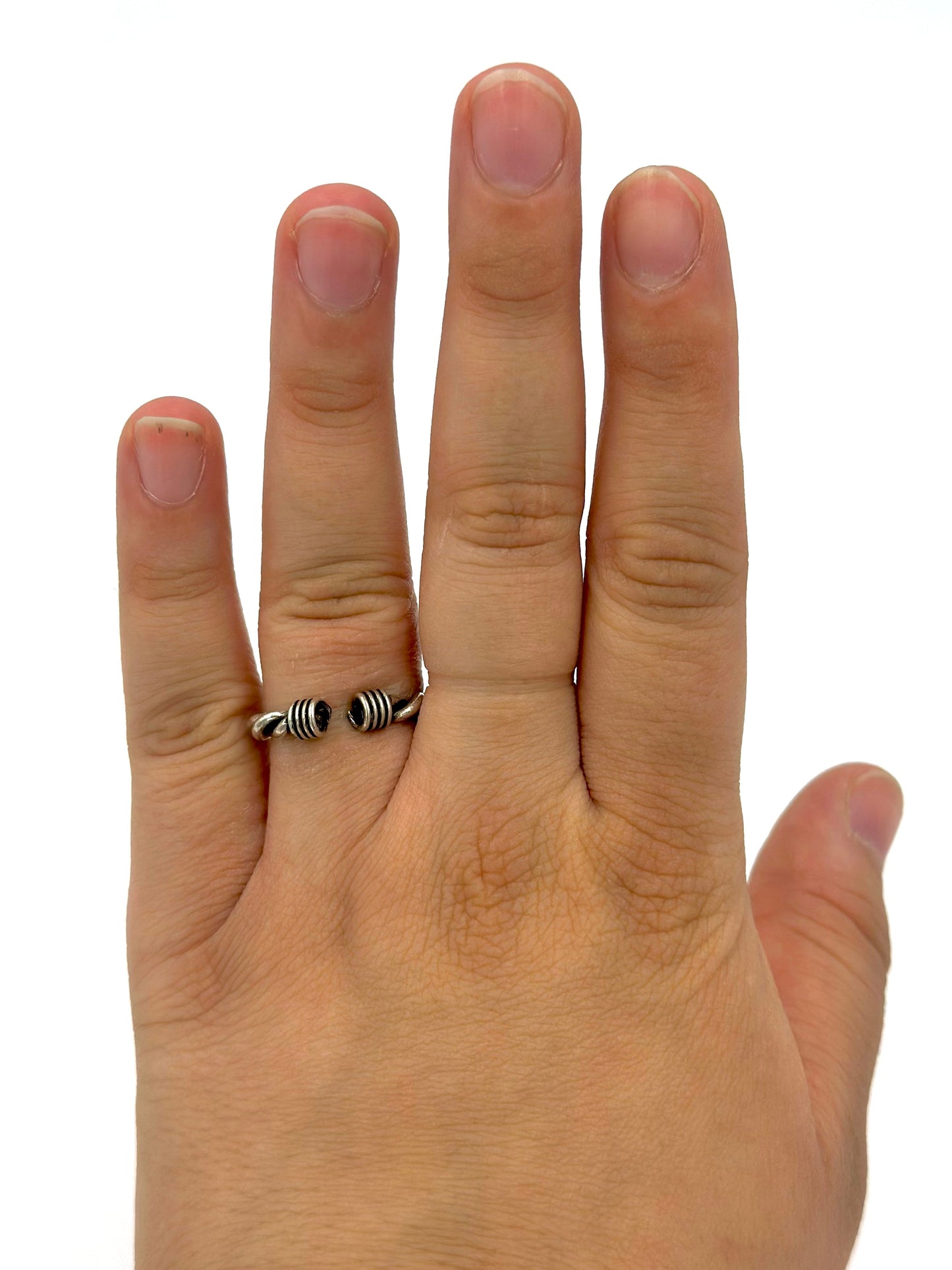 Oxidised sterling silver band ring