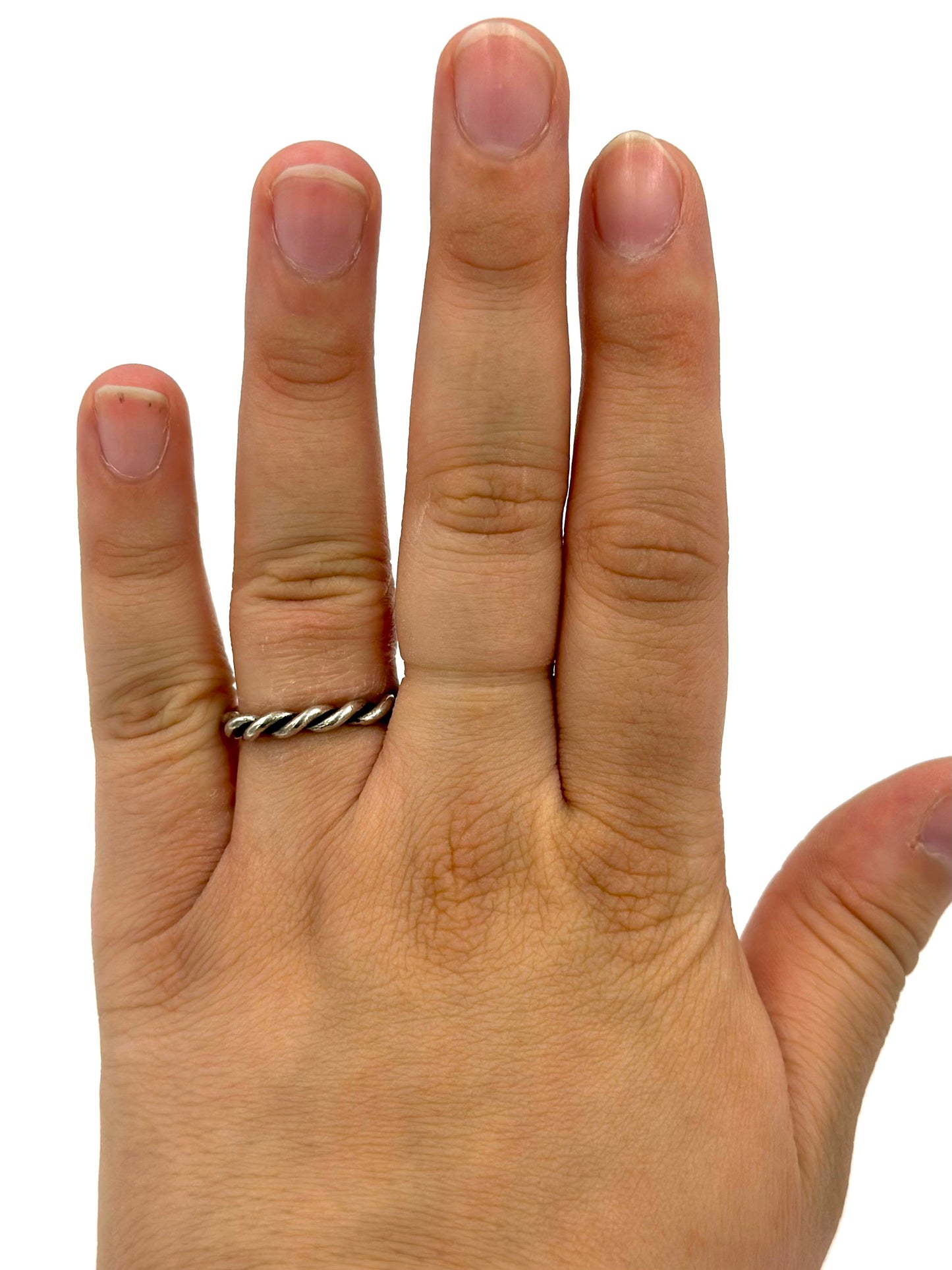 Oxidised sterling silver band ring