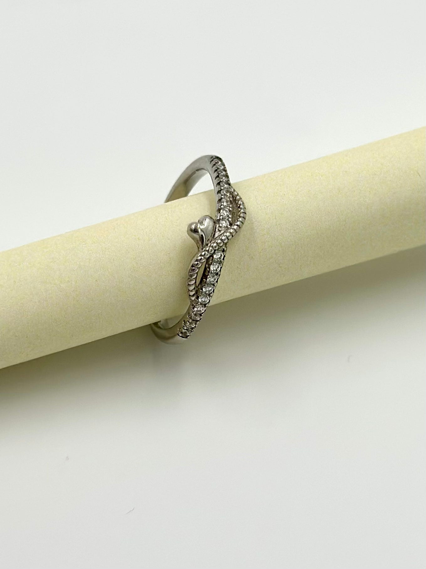 Zircon studded sterling silver artisanal ring
