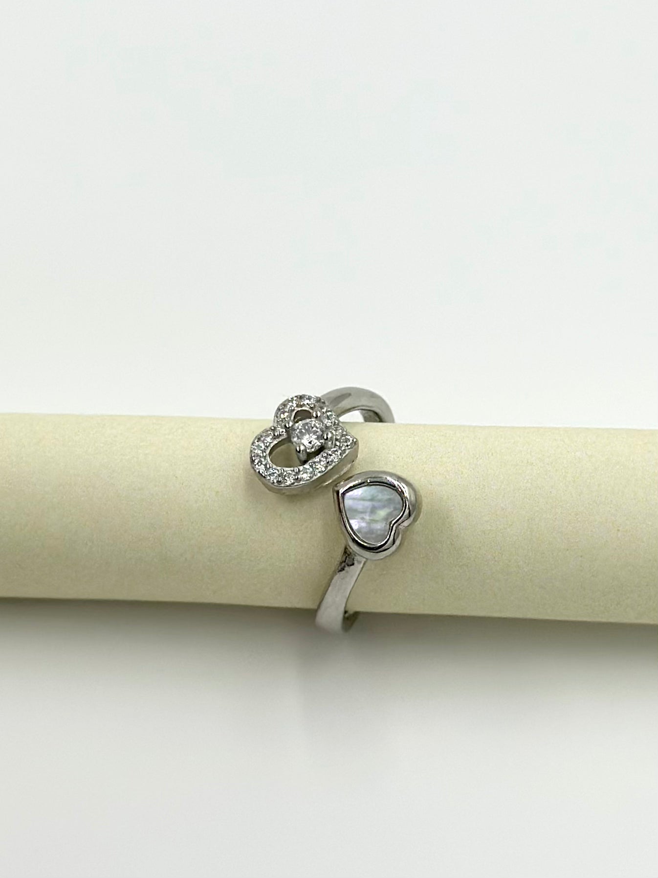 Heart Shaped, zircon studded sterling silver artisanal ring