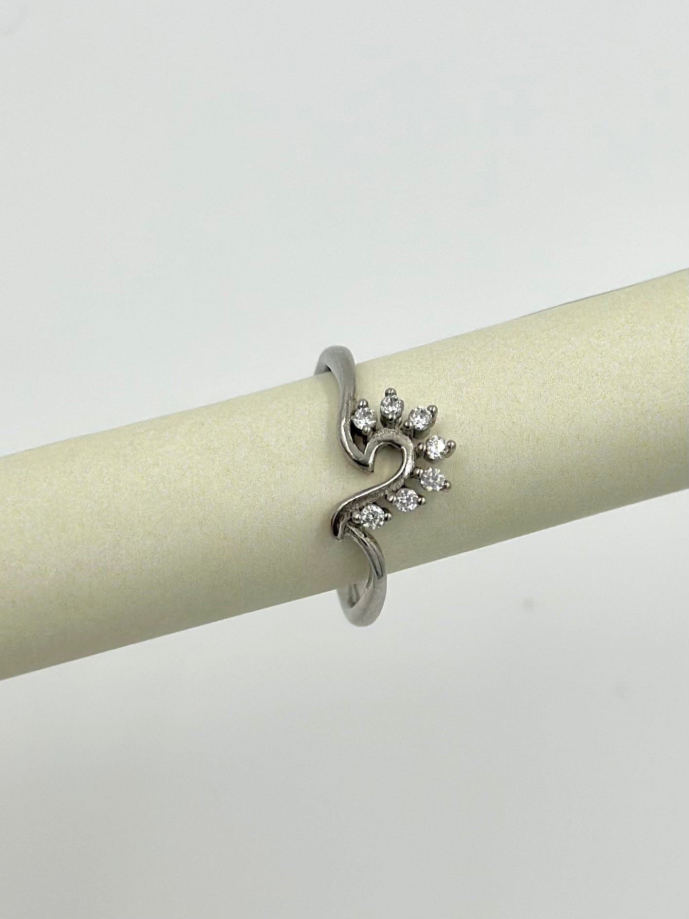 Zircon studded sterling silver artisanal ring