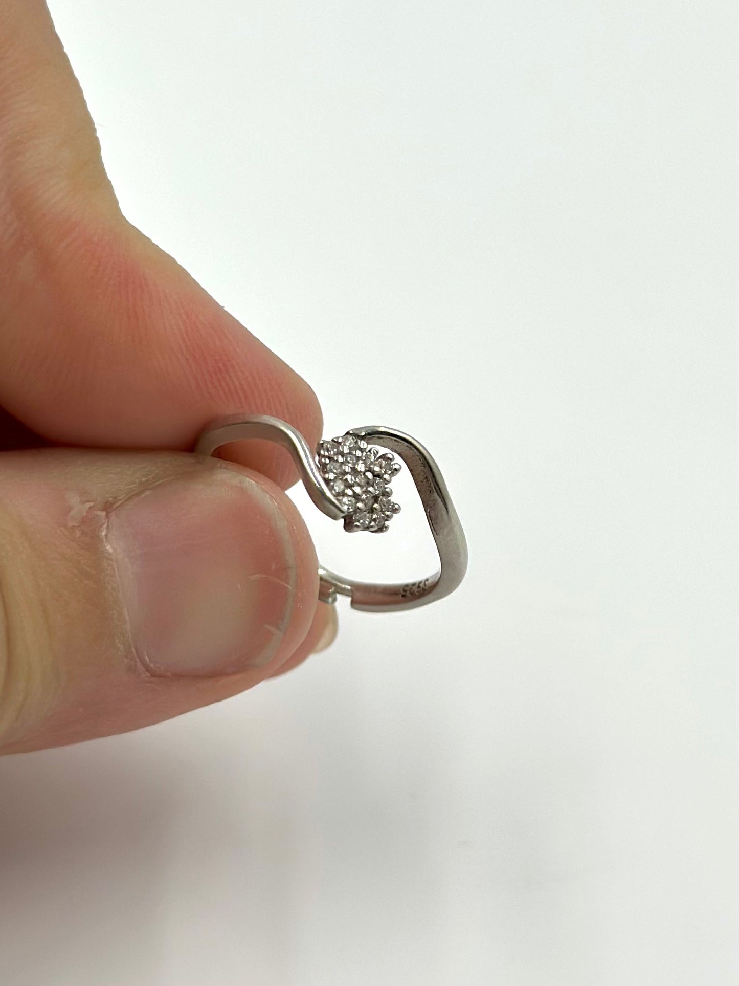 Zircon studded sterling silver artisanal ring