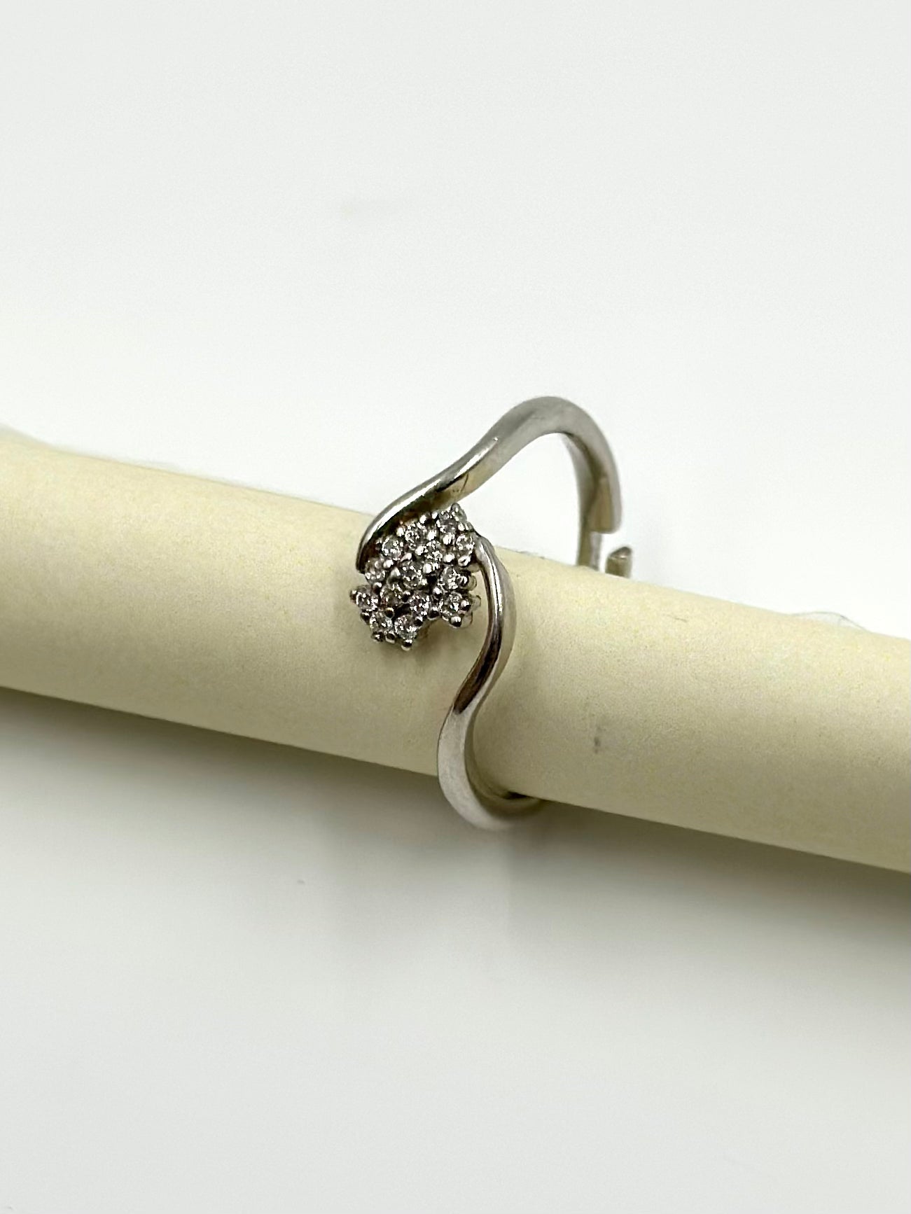 Zircon studded sterling silver artisanal ring