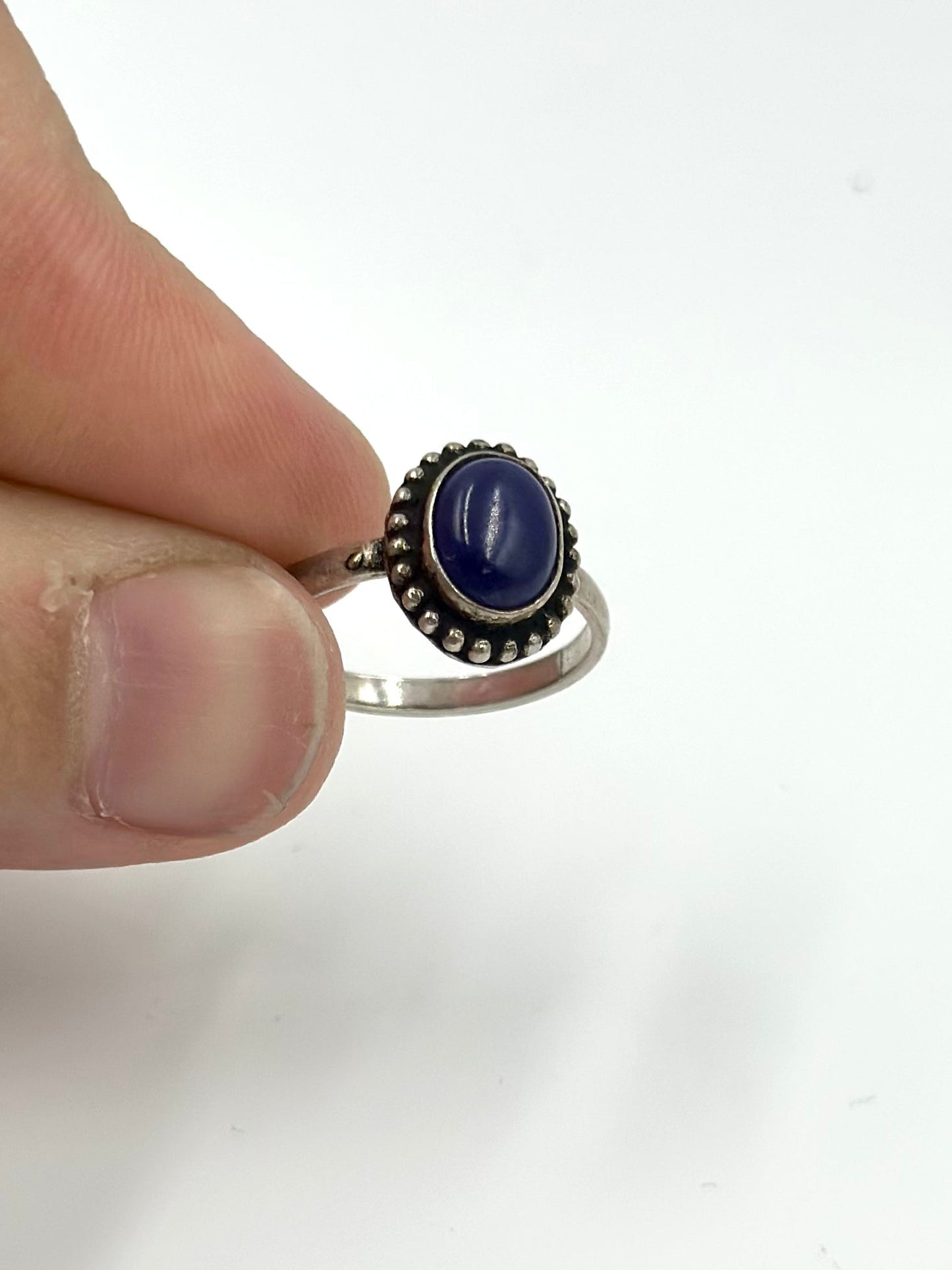 Oxidised, enamel coated sterling silver gemstone ring