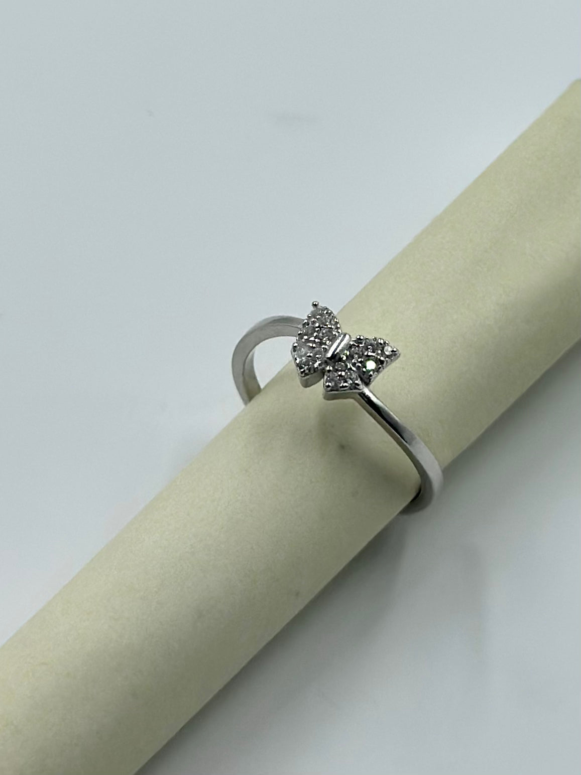 Zircon studded, butterfly shaped sterling silver artisanal ring