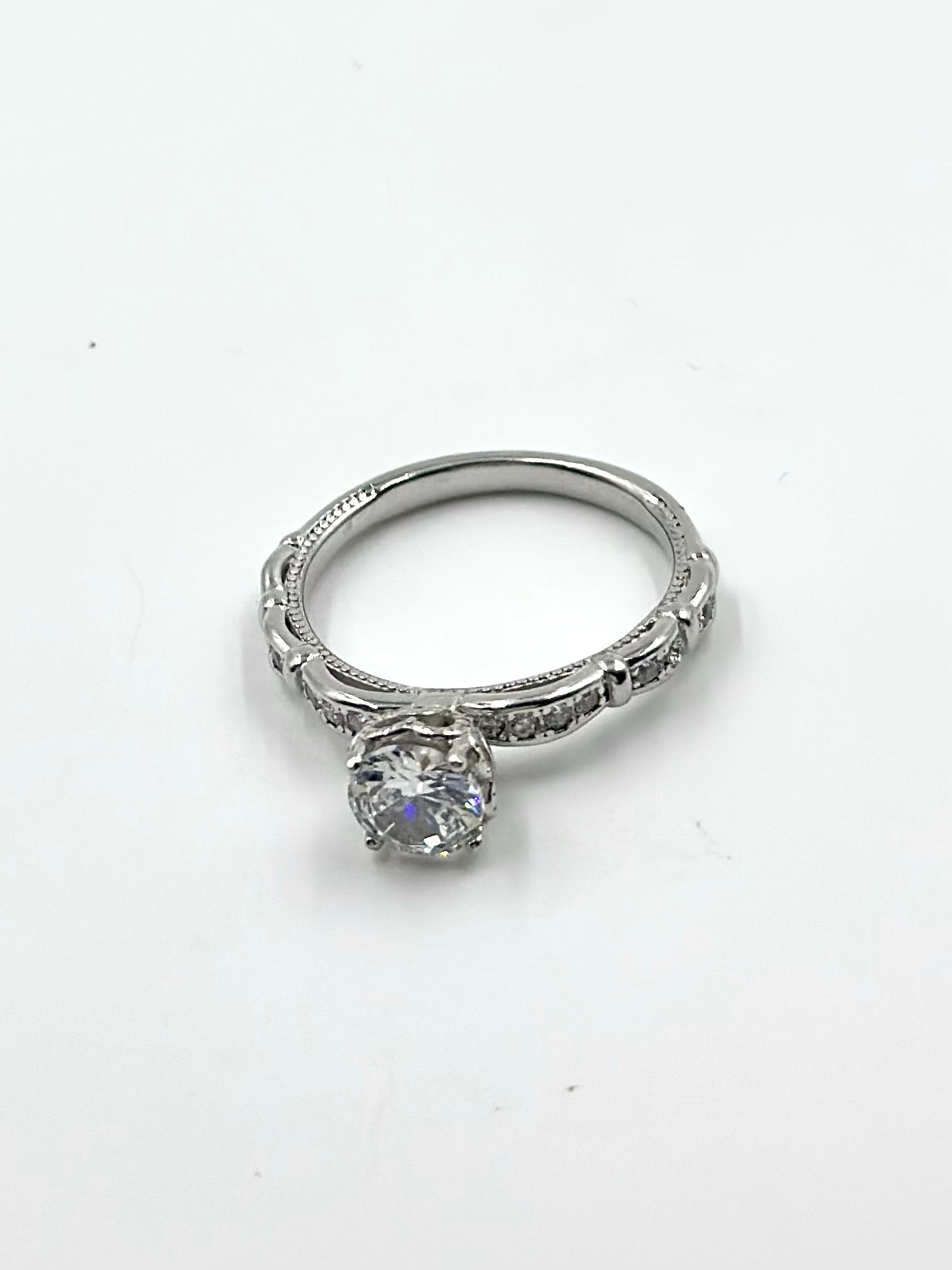 Zircon and stone studded sterling silver artisanal ring