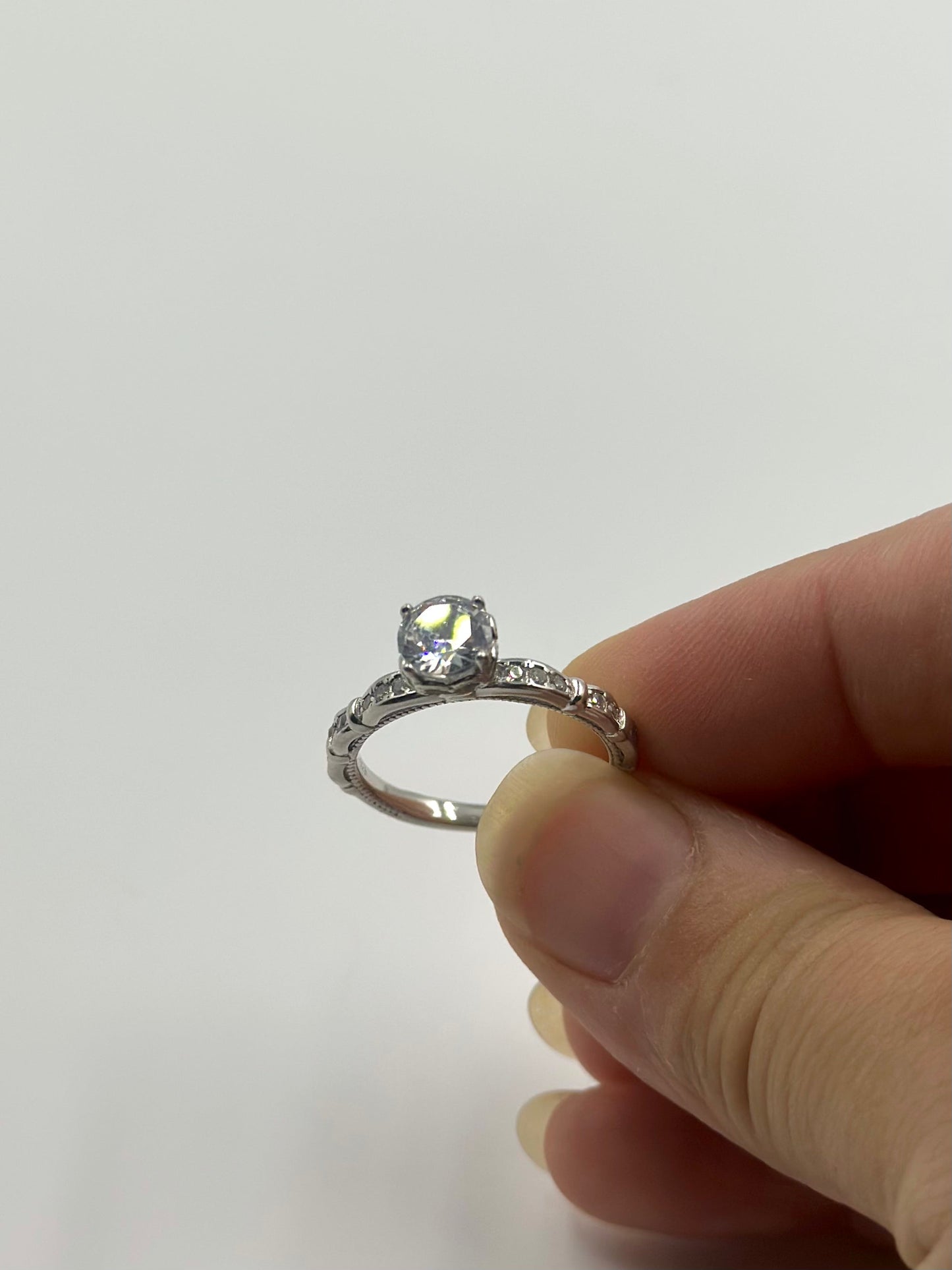 Zircon and stone studded sterling silver artisanal ring