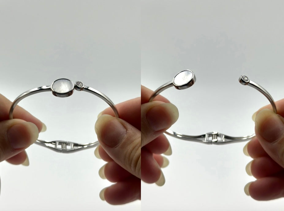 Circle shaped sterling silver cuff bracelet