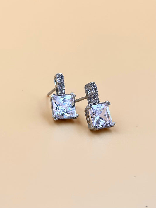 Zircon studded, fancy stone sterling silver studs