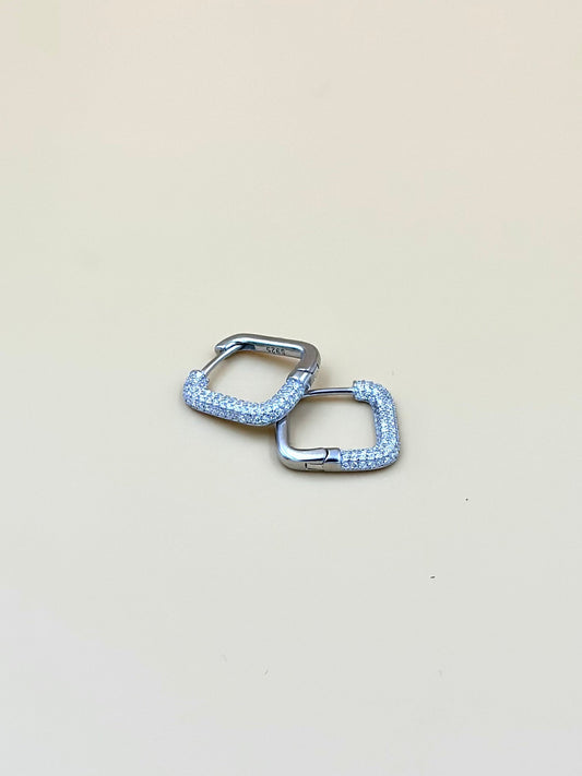 Square shaped sterling silver bali studded with zircon