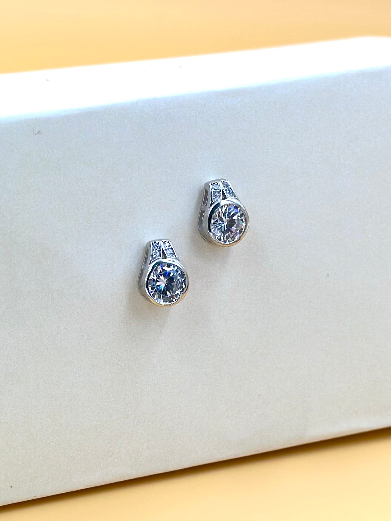 Mini, zircon studded, sterling silver studs
