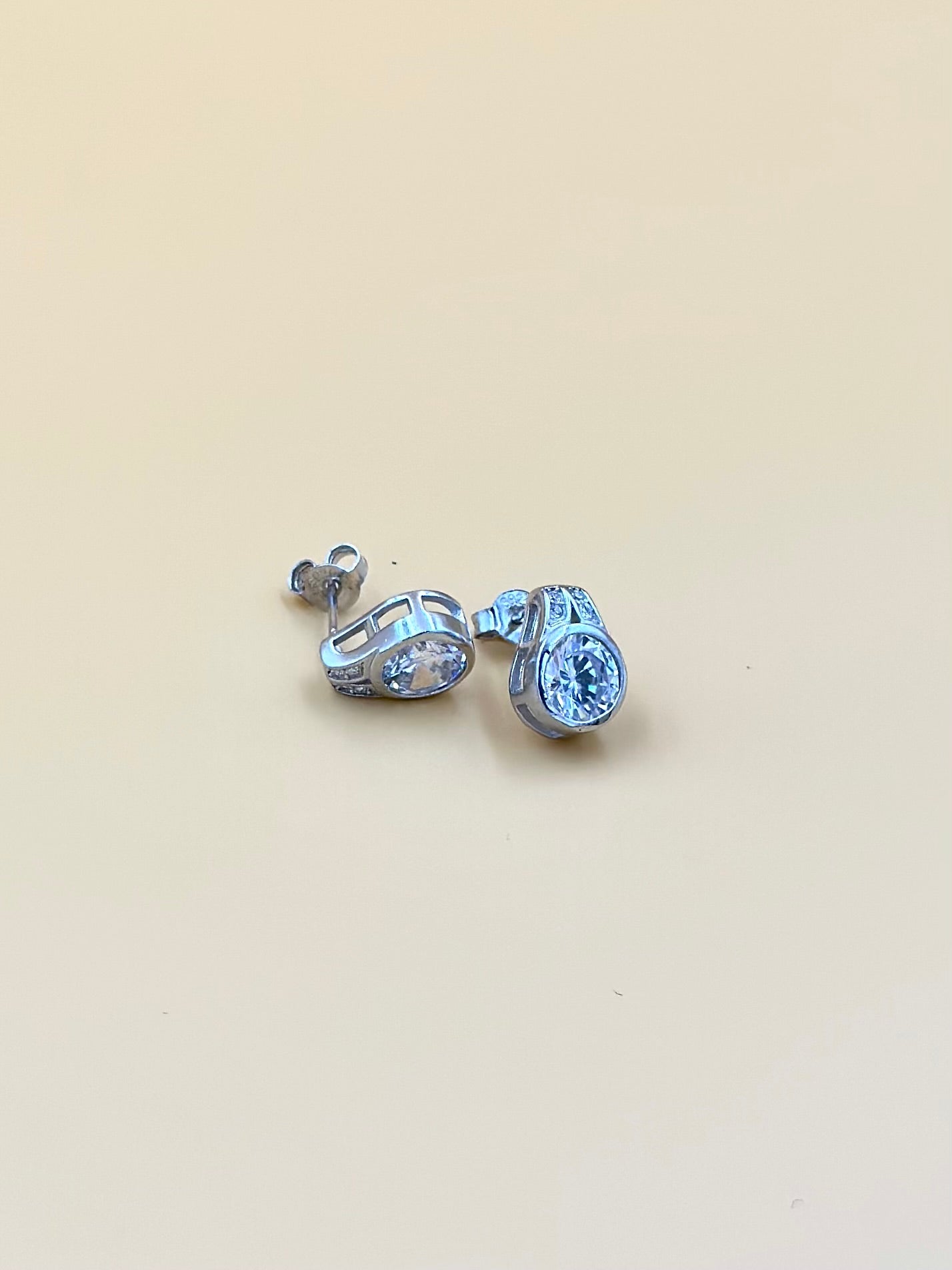 Mini, zircon studded, sterling silver studs