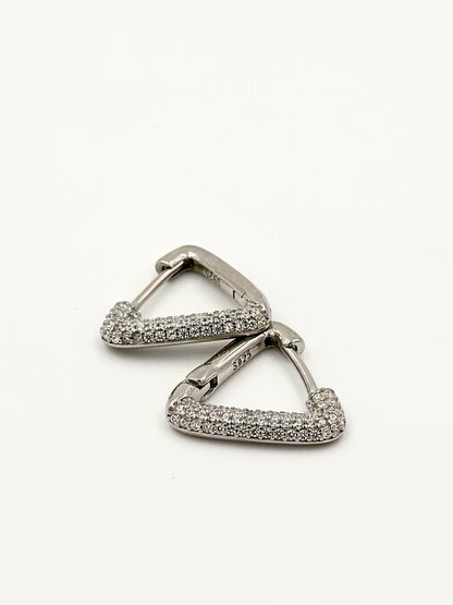 Triangle shaped sterling silver bali studded with zircon
