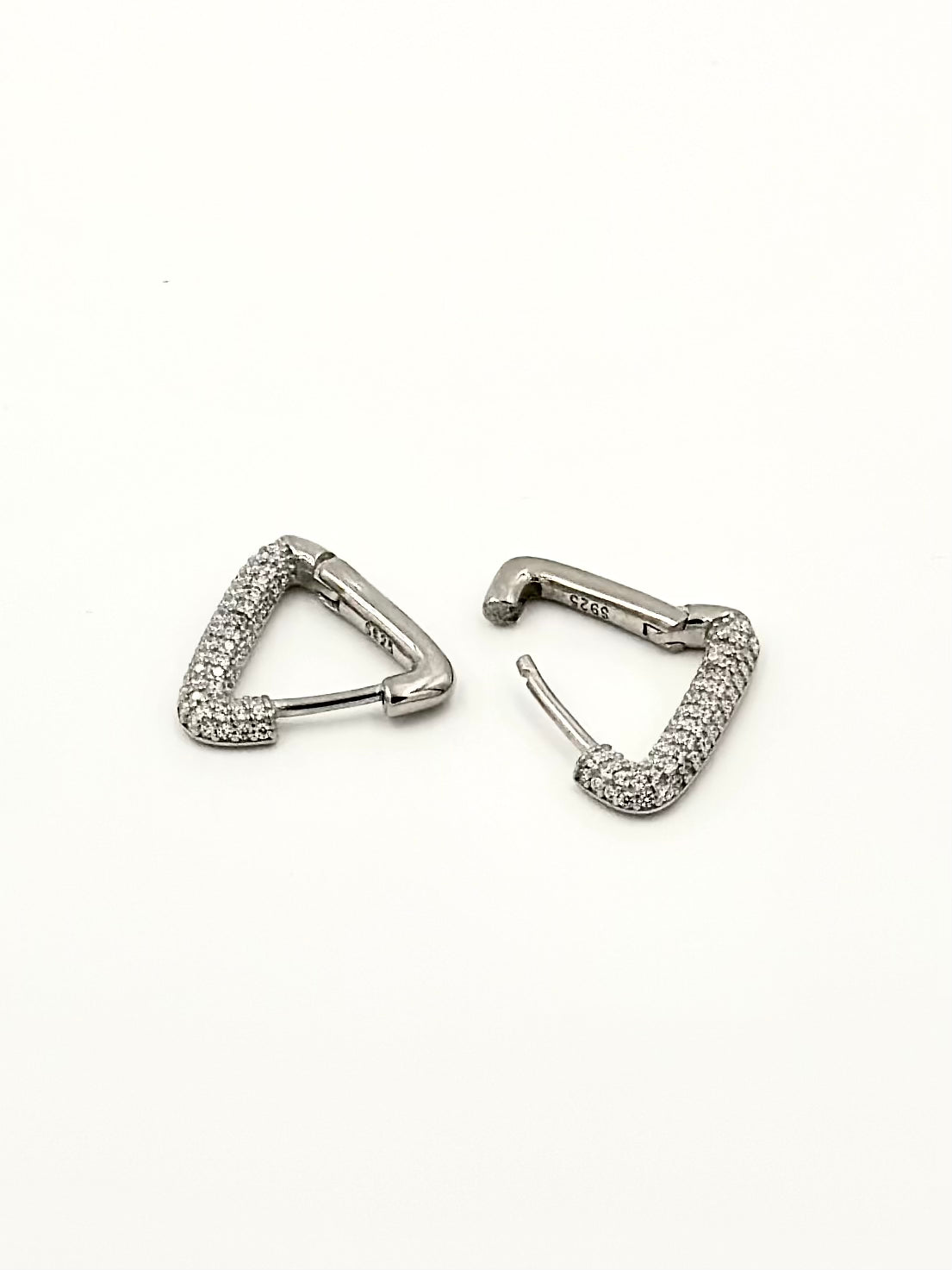 Triangle shaped sterling silver bali studded with zircon