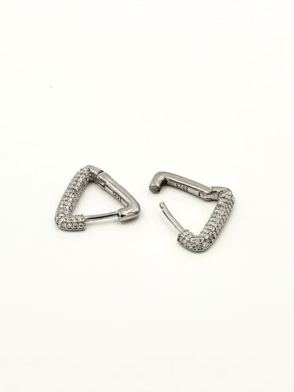 Triangle shaped sterling silver bali studded with zircon