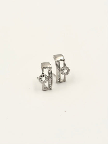 zircon studded, sterling silver minimal studs