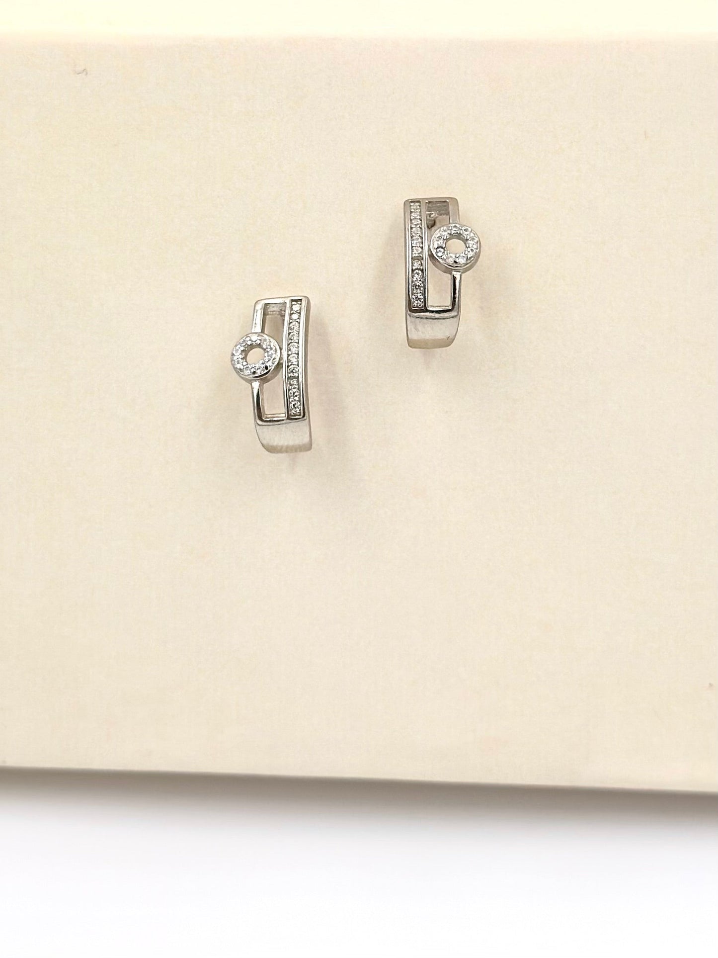 zircon studded, sterling silver minimal studs