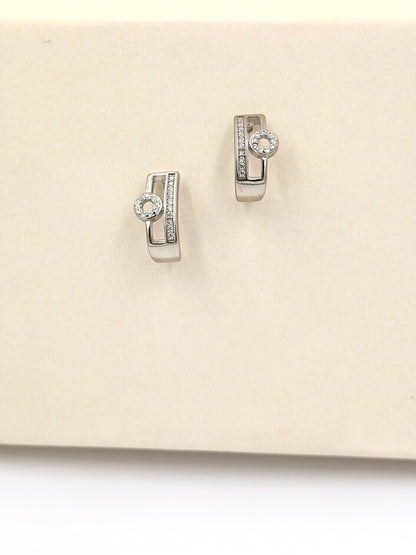 zircon studded, sterling silver minimal studs