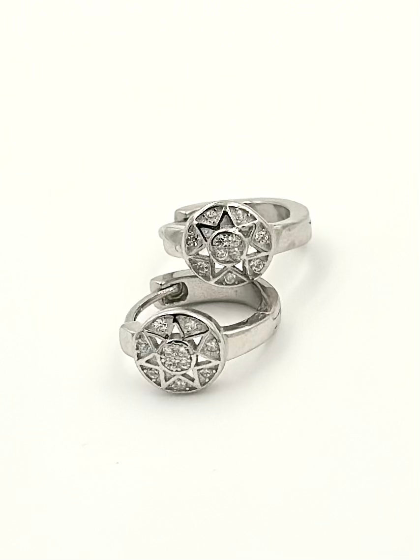 Celestial themed, zircon studded, sterling silver bali