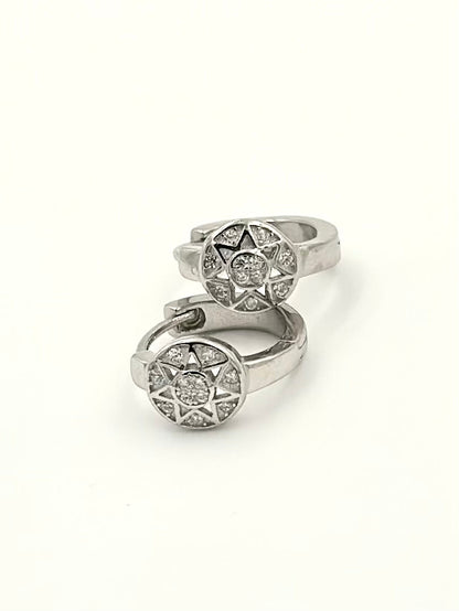 Celestial themed, zircon studded, sterling silver bali
