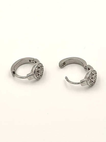 Celestial themed, zircon studded, sterling silver bali