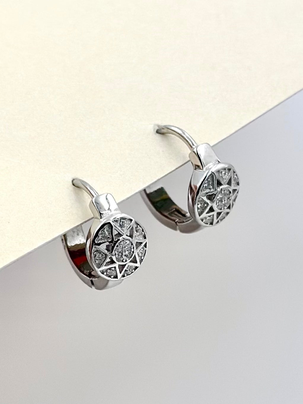 Celestial themed, zircon studded, sterling silver bali