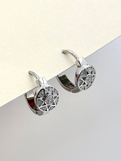 Celestial themed, zircon studded, sterling silver bali