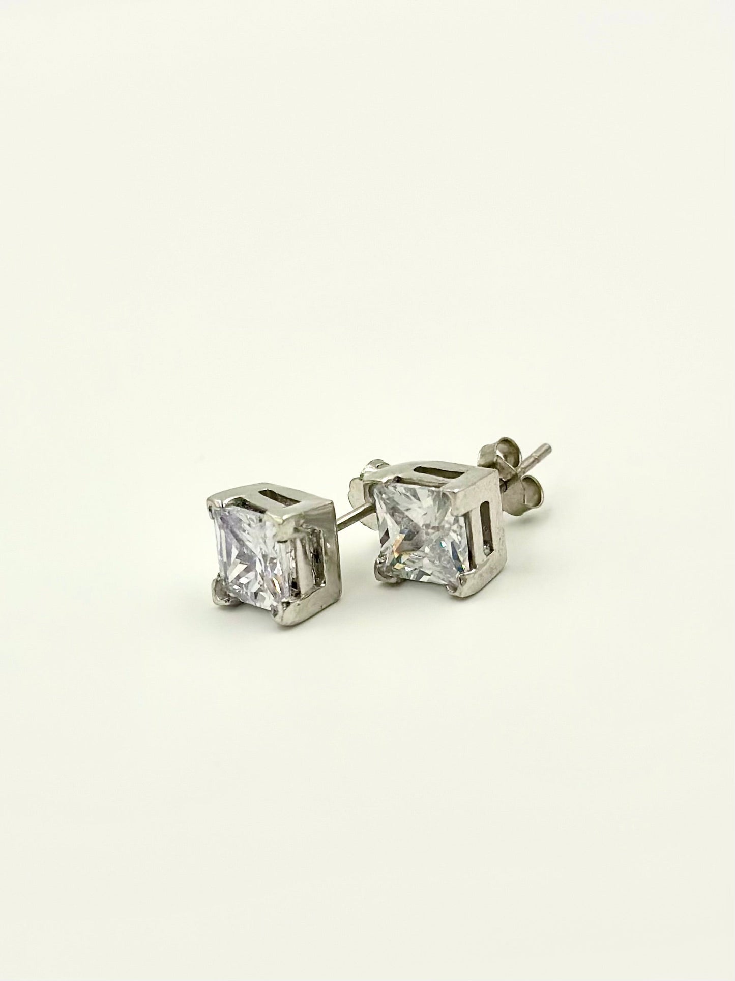Square zircon, sterling silver studs