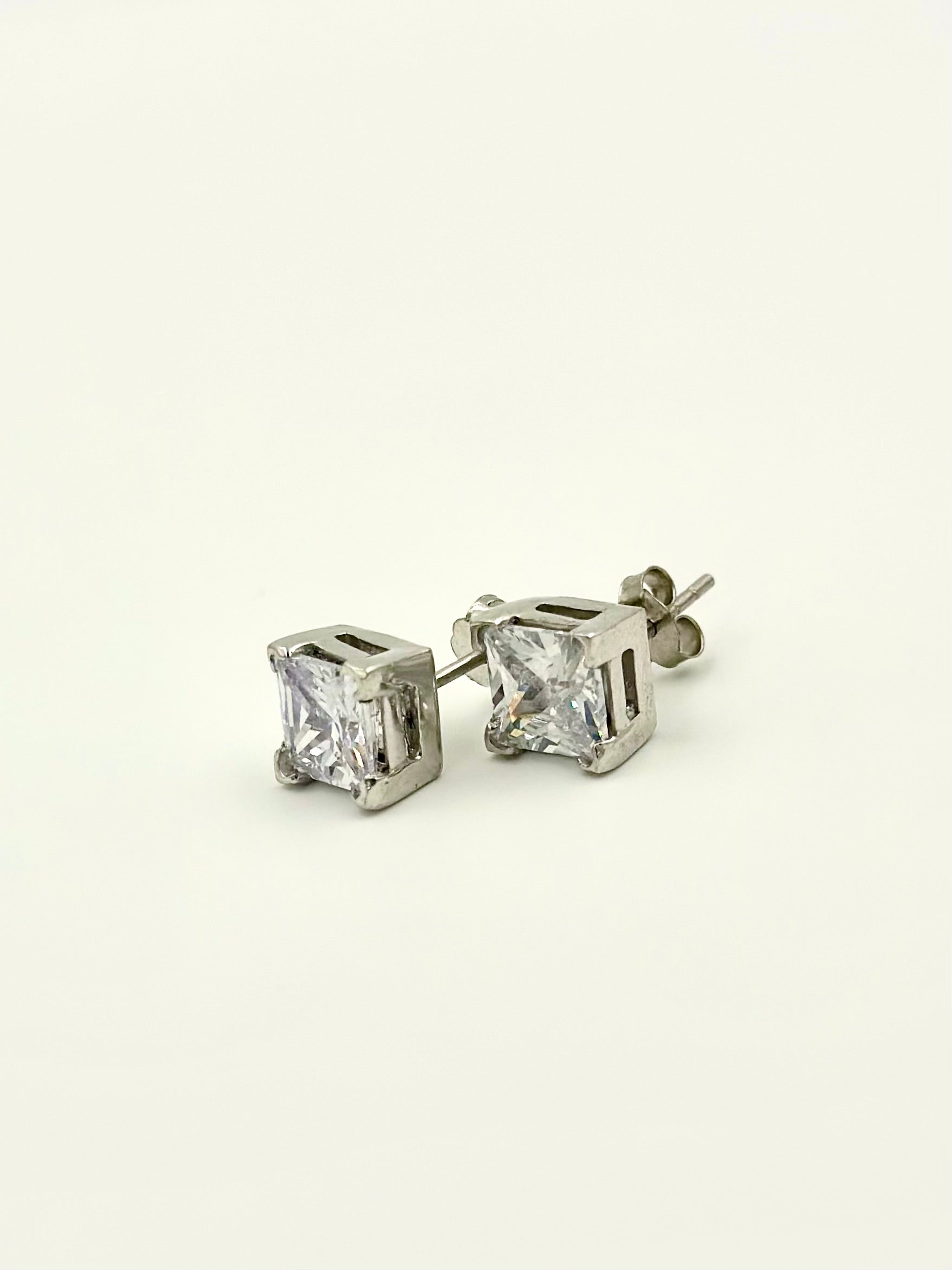 Square zircon, sterling silver studs