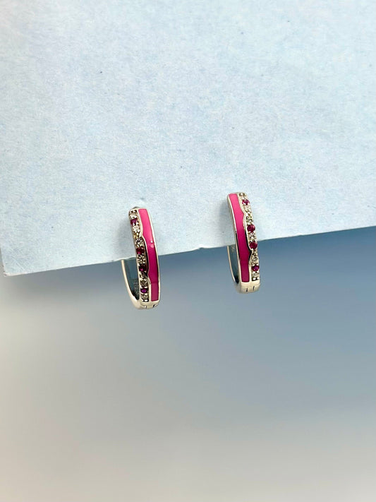 Basic Pink line patterned bali studded with zircon and fancy stones