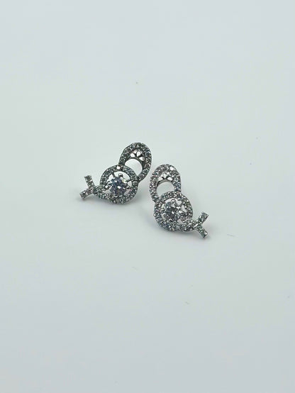 Zircon studded, sterling silver sparkly studs