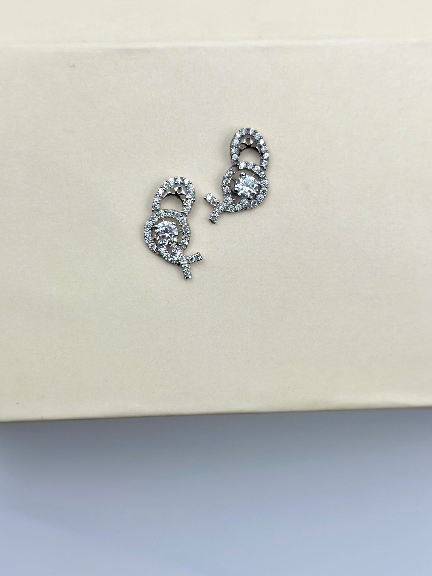 Zircon studded, sterling silver sparkly studs