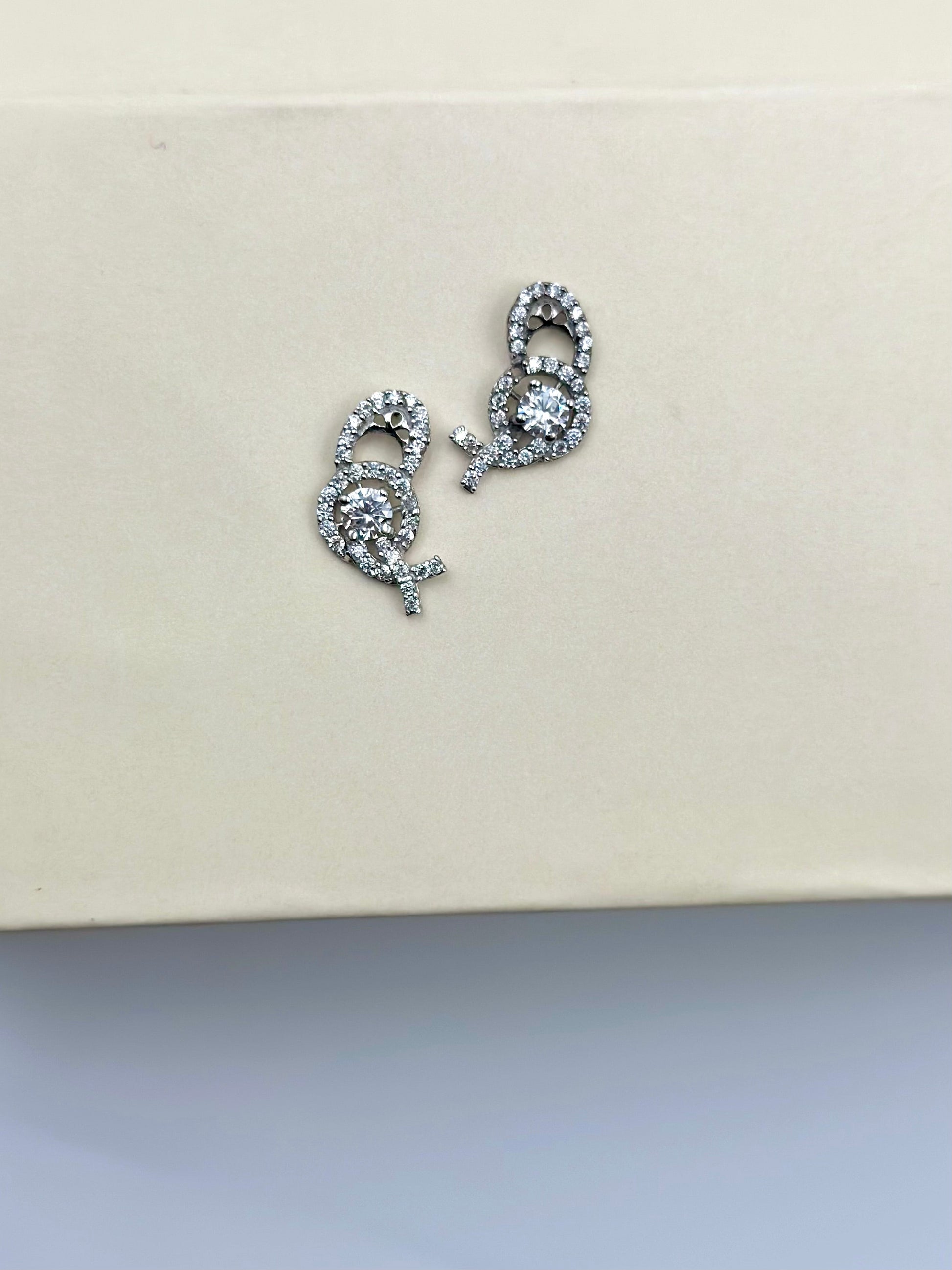 Zircon studded, sterling silver sparkly studs