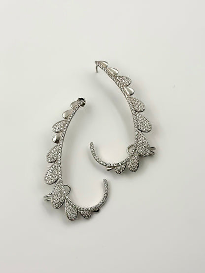 Zircon studded, minimal design ear cuffs in sterling silver