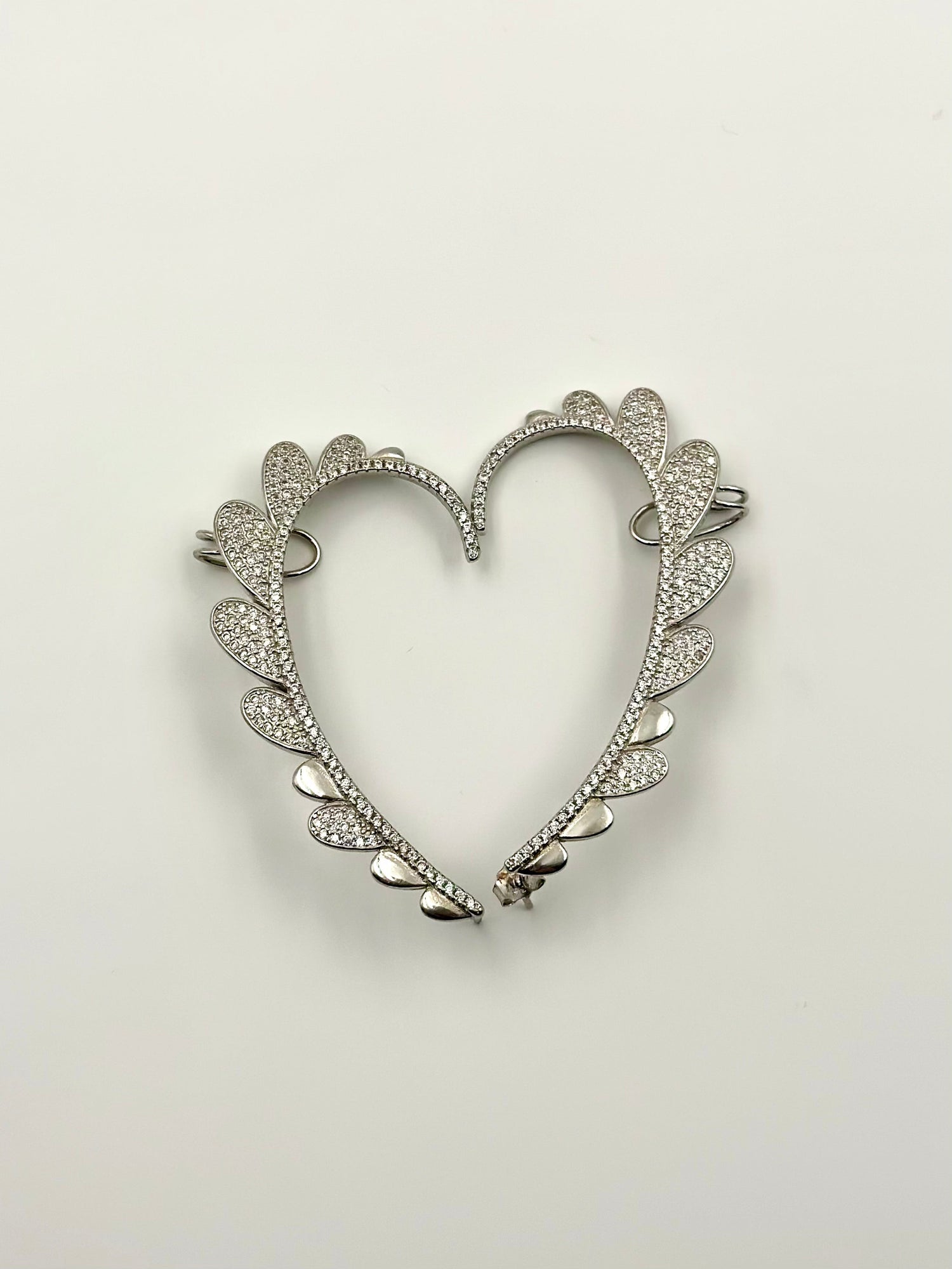 Zircon studded, minimal design ear cuffs in sterling silver